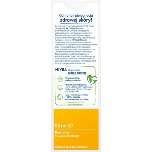 NIVEA SUN Anti-Age Q10 Przeciwsłoneczny krem do twarzy przeciw zmarszczkom SPF50 50 ml