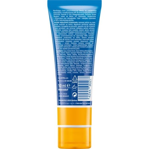 NIVEA SUN Facial Sunscreen Lekki krem nawilżający do twarzy SPF30 50 ml