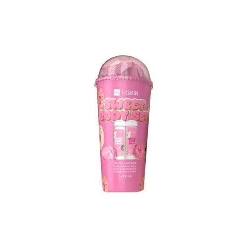 HISKIN Body Set Tuba Zestaw produktów do kąpieli - Sweet (żel do mycia ciała 100ml+balsam do ciała 100ml+myjka+kula 15g)