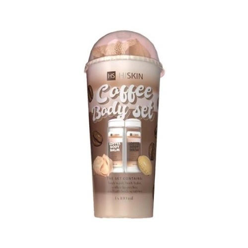 HISKIN Body Set Tuba Zestaw produktów do kąpieli - Coffee (żel do mycia ciała 100ml+balsam do ciała 100ml+myjka+kula 15g)