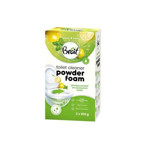 BRAIT Wulkan Pieniący proszek do czyszczenia toalet Lemon &amp; Basil 3 x 100 g