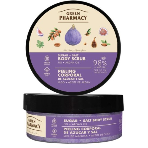GREEN PHARMACY Peeling cukrowo-solny do ciała Figi i Olej arganowy 200 ml
