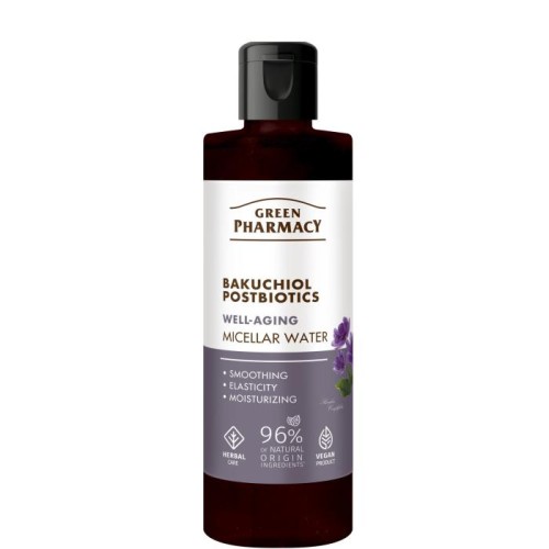 GREEN PHARMACY Bakuchiol + Postbiotyki Przeciwstarzeniowa Woda micelarna 200 ml