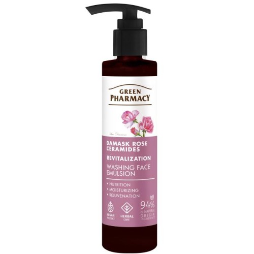 GREEN PHARMACY Róża Damasceńska + Ceramidy Rewitalizująca Emulsja do mycia twarzy 150 ml