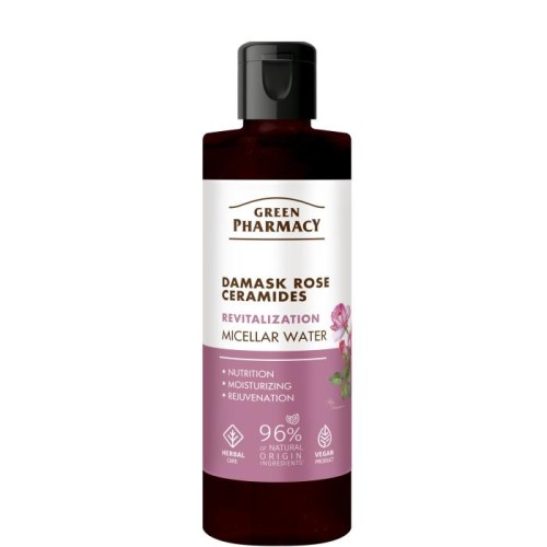 GREEN PHARMACY Róża Damasceńska + Ceramidy Rewitalizująca Woda micelarna do demakijażu twarzy 200 ml