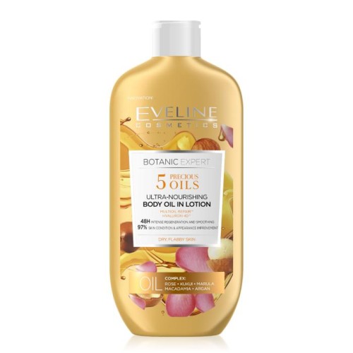 EVELINE Botanic Expert Ultraodżywczy olejek w balsamie do ciała 5 olejków - 350 ml
