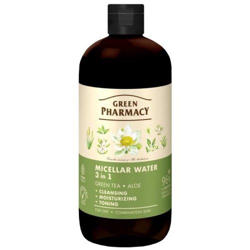 GREEN PHARMACY Woda micelarna 3w1 Zielona herbata i Aloes 500 ml
