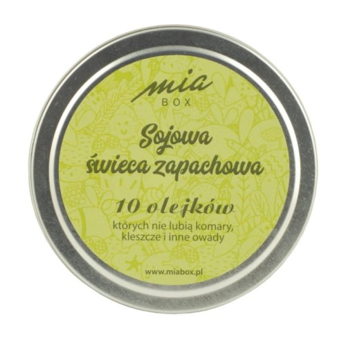MIA BOX Świeca sojowa w puszce metalowej-10 olejków których nie lubią komary, kleszcze i inne owady 160g