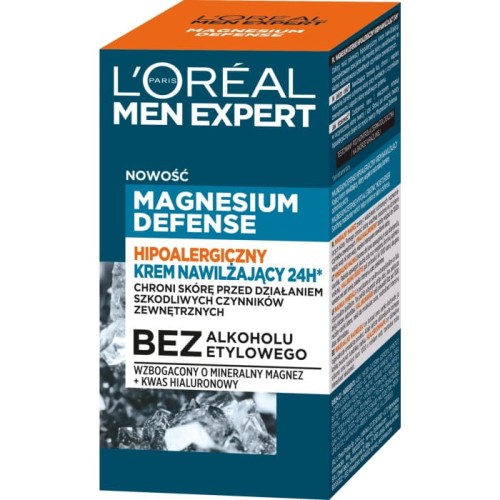 LOREAL Men Expert Hipoalergiczny Krem nawilżający 24H* Magnesium Defence 50 ml