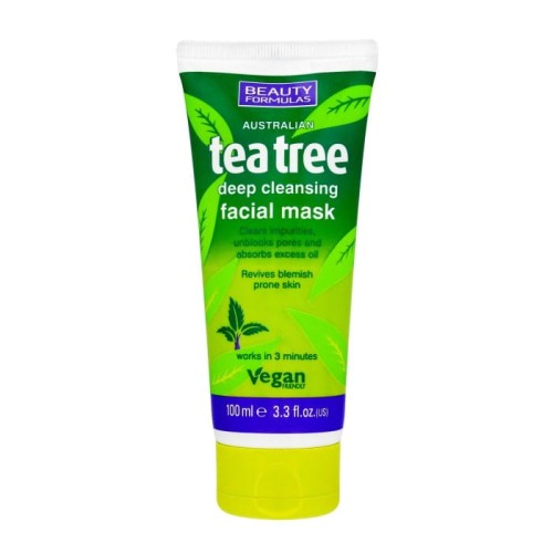Beauty Formulas Tea Tree Maska glinkowa głęboko oczyszczająca  100ml