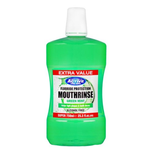 Beauty Formulas Active Oral Care Płyn do płukania jamy ustnej z fluorem Green Mint - bez alkoholu 750ml