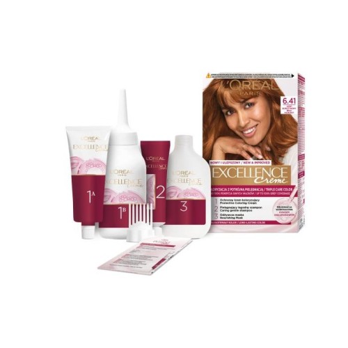 LOREAL Excellence Creme Farba do włosów  6.41 Jasny bursztynowy brąz