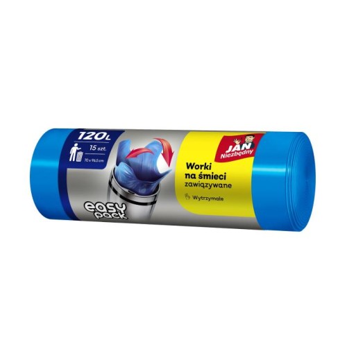 JAN NIEZBĘDNY Worki na śmieci HD Easy Pack - niebieskie 120L - 15szt
