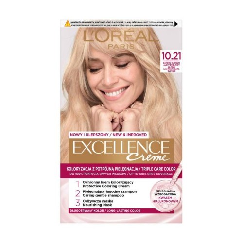 Loreal Excellence Creme Krem koloryzujący 10.21 bardzo jasny blond perłowy
