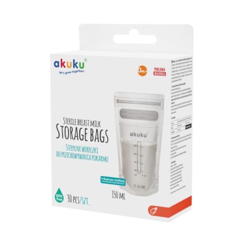 AKUKU Woreczki sterylne do przechowywania pokarmu (a0011) 150 ml 1 op. - 30 szt.