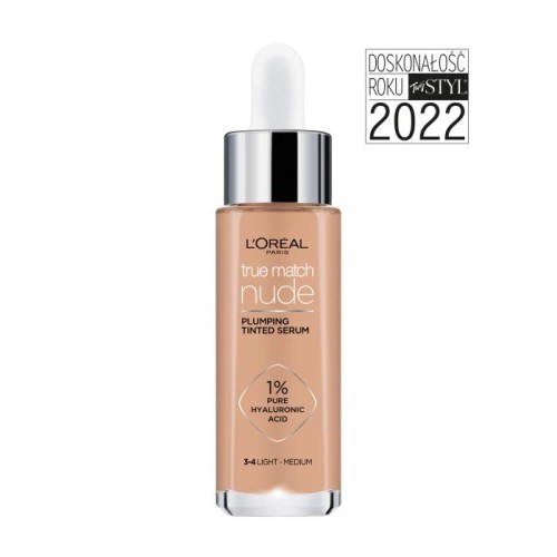 LOREAL True Match Nude Serum w podkładzie wyrównujące koloryt 3-4 Light-Medium 30 ml