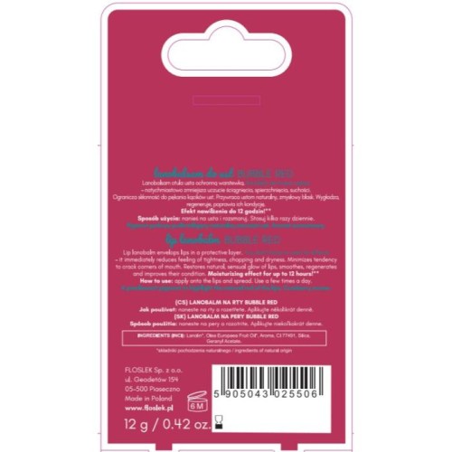 FLOSLEK Lanobalsam do ust Bubble Red 12 g