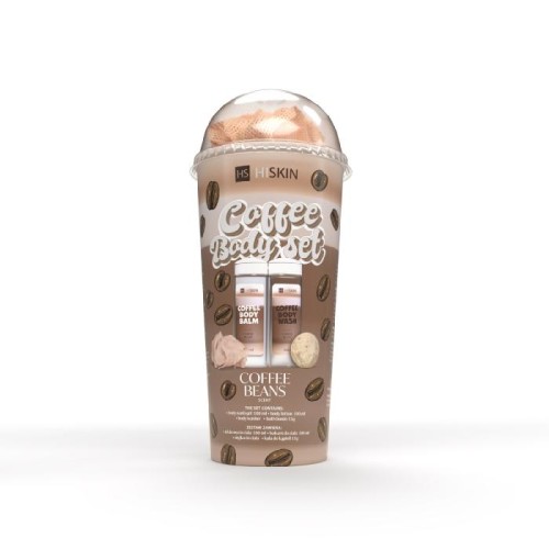 HISKIN Body Set Tuba Zestaw produktów do kąpieli - Coffee (żel do mycia ciała 100ml+balsam do ciała 100ml+myjka+kula 15g)