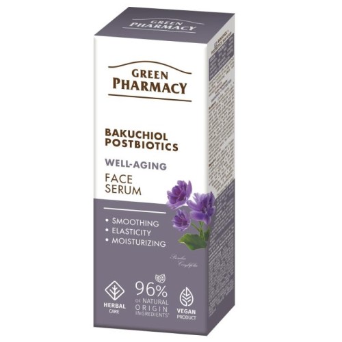 GREEN PHARMACY Bakuchiol + Postbiotyki Przeciwstarzeniowe Serum do twarzy 30 ml
