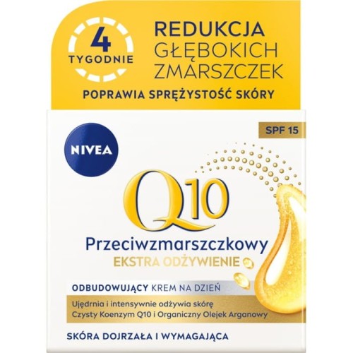 NIVEA Q10 Odbudowujący krem przeciwzmarszczkowy na dzień SPF 15 - Ekstra Odżywienie 50 ml