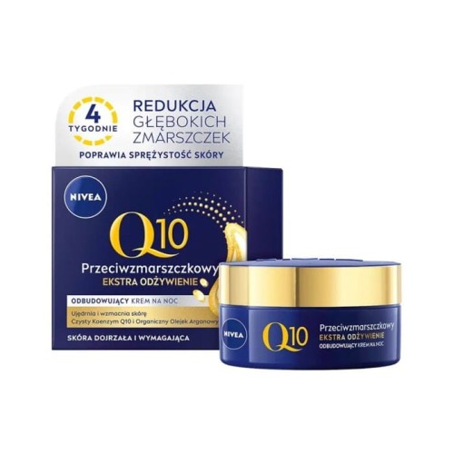 NIVEA Q10 Odbudowujący krem przeciwzmarszczkowy na noc - Ekstra Odżywienie 50 ml