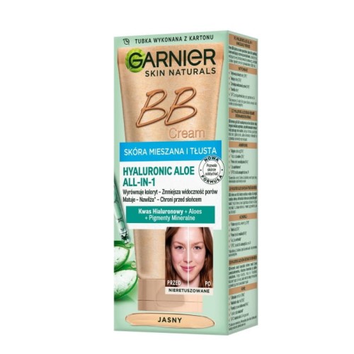 GARNIER Skin Naturals Krem tonujący BB Hyaluronic Aloe All-in-One - jasny - cera tłusta i mieszana 50 ml