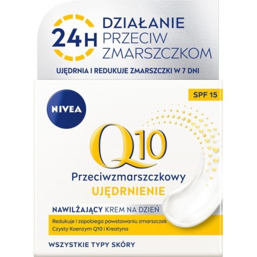 NIVEA Q10 Power Nawilżający krem przeciwzmarszczkowy na dzień SPF 15 - Ujędrnienie 50 ml