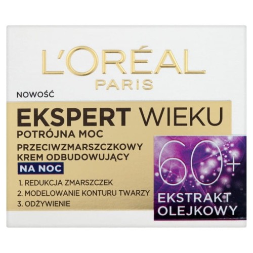 LOREAL Ekspert Wieku 60+ Przeciwzmarszczkowy Krem odbudowujący na noc 50 ml