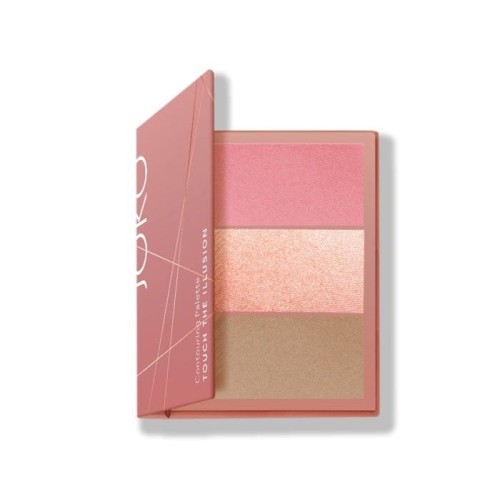 Joko Touch The Illusion Paletka do konturowania twarzy 3w1 nr 01 Pink  1szt