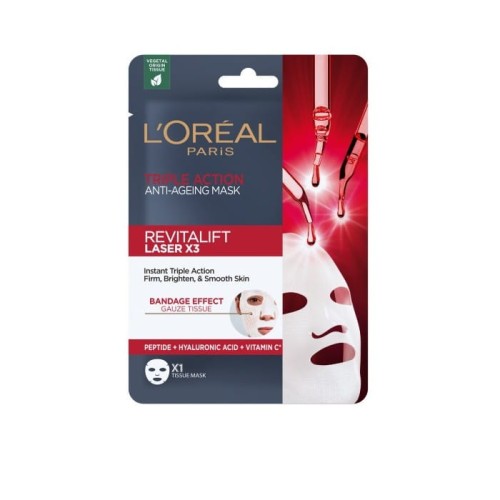LOREAL Revitalift Laser x3 Maska anti-aging o potrójnym działaniu w płacie 1szt
