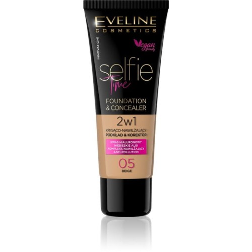 EVELINE Selfie Time Podkład 2w1 kryjąco-nawilżający nr 05 Beige 30 ml