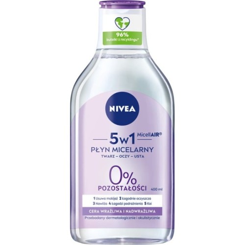 NIVEA MicellAIR Płyn micelarny do demakijażu 5w1 - cera wrażliwa i nadwrażliwa 400 ml