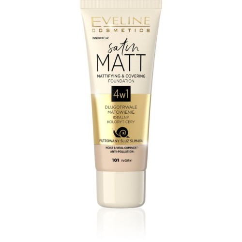 EVELINE Satin Matt Podkład matujący 4w1 nr 101 Ivory 30 ml