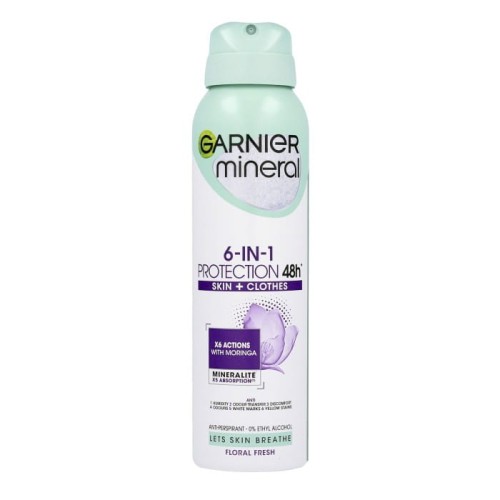 GARNIER Mineral Dezodorant spray 6in1 Protection 48h Floral Fresh - Skin+Clothes  150 ml