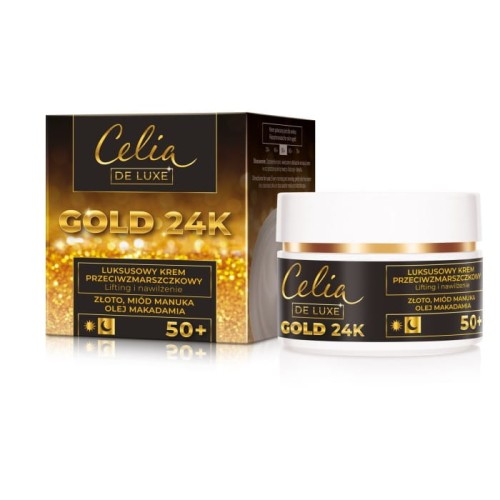 CELIA Gold 24K 50+ Luksusowy krem przeciwzmarszczkowy - lifting i nawilżenie 50 ml