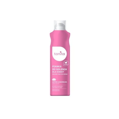 TANITA Vegan Pianka do golenia dla kobiet do skóry wrażliwej Lotos &amp; Bawełna 200ml