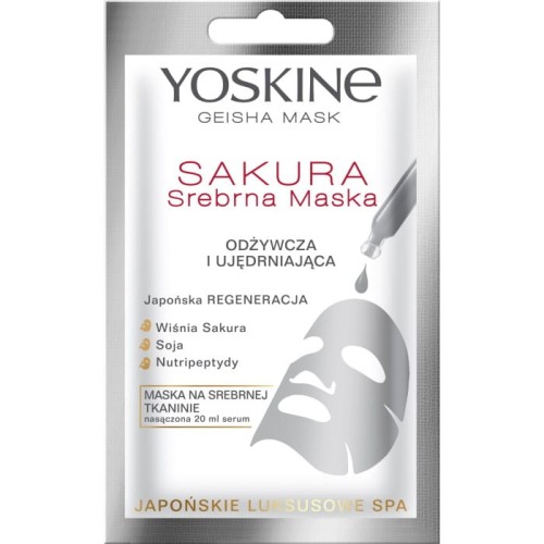 YOSKINE Geisha Mask Sakura Srebrna Maska na tkaninie odżywcza i ujędrniająca  20 ml