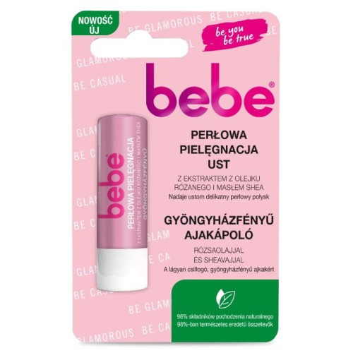 BEBE Pomadka ochronna Perłowa Pielęgnacja Ust z Ekstraktem z Olejku Różanego i Masłem Shea 4.9g