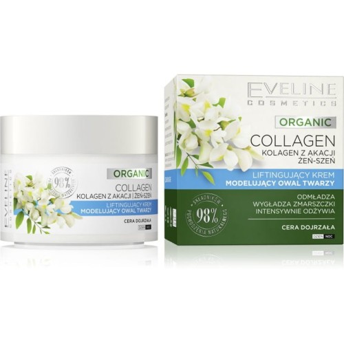 EVELINE Organic Collagen Liftingujący krem modelujący owal twarzy - cera dojrzała 50 ml