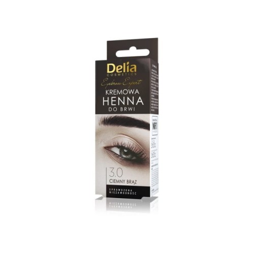 Delia Cosmetics Eyebrow Expert Kremowa henna do brwi 3.0 ciemny brąz
