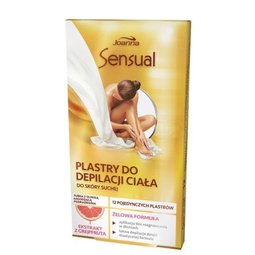 JOANNA Sensual Żelowe plastry do depilacji ciała - skóra sucha Grejpfrut 1 op. (12 szt.)