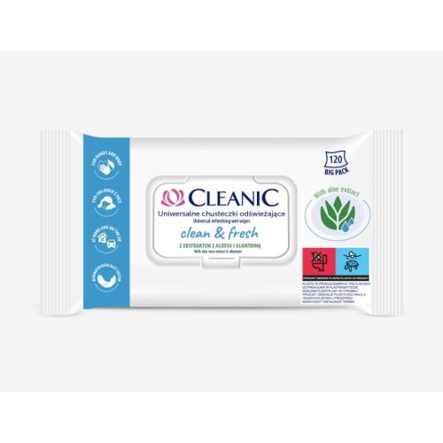 Cleanic Uniwersalne Chusteczki odświeżające Clean&amp;Fresh 1op.-120szt