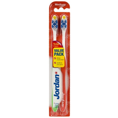 Jordan Szczoteczka do zębów Total Clean średnia mix kolorów 1 op.- 2 sztuki