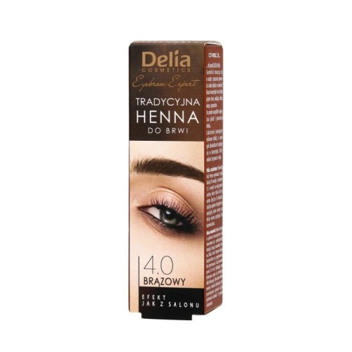 DELIA COSMETICS Tradycyjna Henna do brwi  4.0 Brązowy 2g