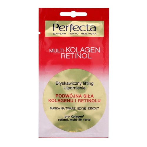 PERFECTA Multi-Kolagen Retinol Maska na twarz, szyję i dekolt - błyskawiczny lifting i ujędrnienie 8ml