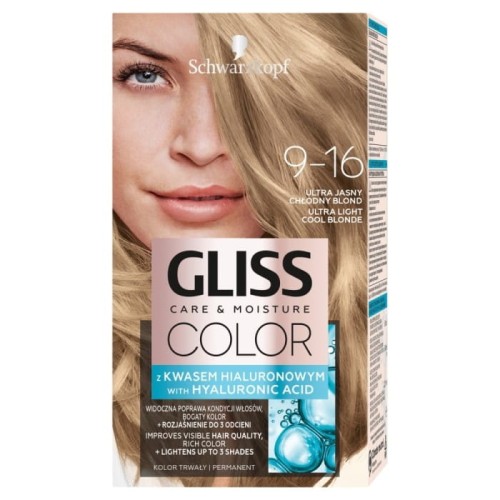 Schwarzkopf Gliss Color Care &amp; Moisture Farba do włosów 9-16 ultra jasny chłodny blond  1op.