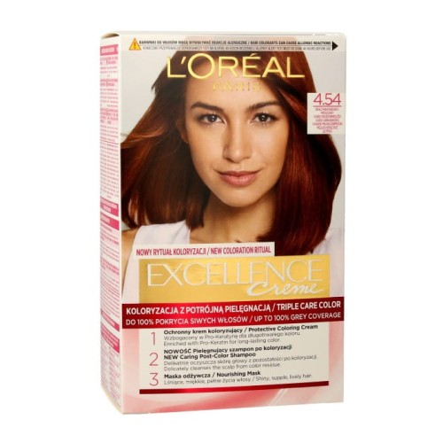 Loreal Excellence Creme Krem koloryzujący 4.54 brąz mahoniowo miedziany 1op.