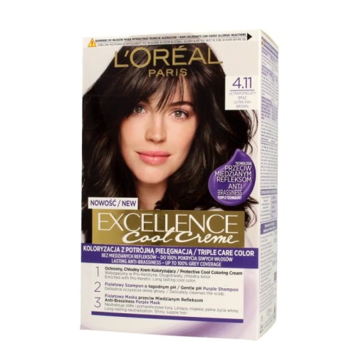 Loreal Excellence Cool Creme Krem koloryzujący 4.11 Ultra Popielaty Brąz 1op.