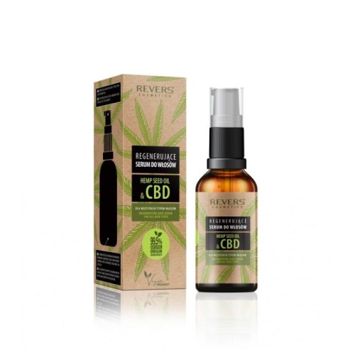 REVERS Hemp Seed Oil&amp;CBD Regenerujące Serum do włosów z olejem konopnym 50ml