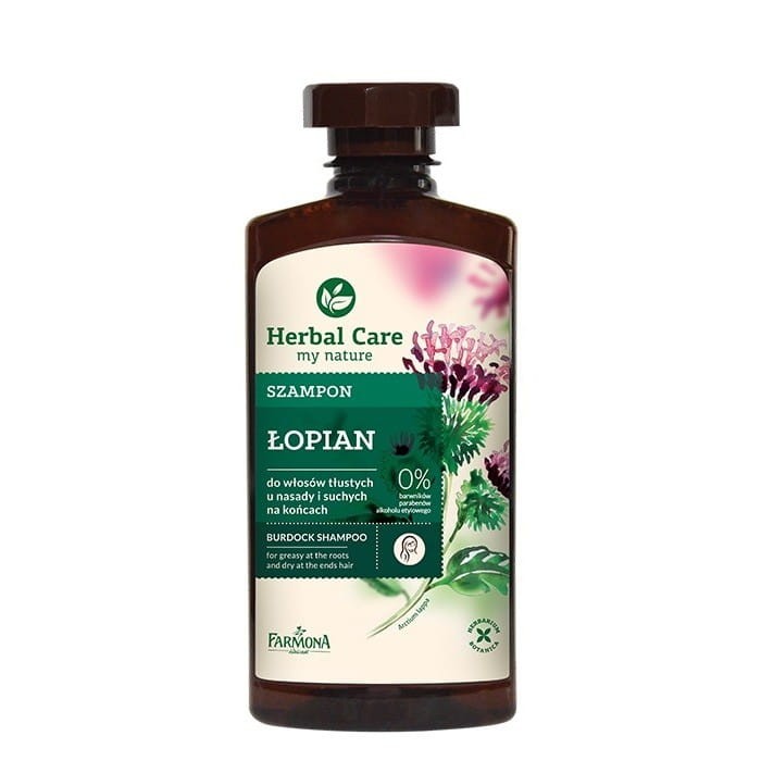 HERBAL CARE Szampon do wlosów tłustych u nasady i suchych na końcach Łopian 330 ml